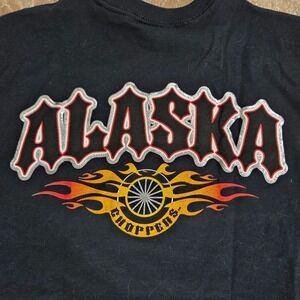 Alaska Choppers Graphic T‎ Shirt Size S Black Flames Motorcycle Rider Tee